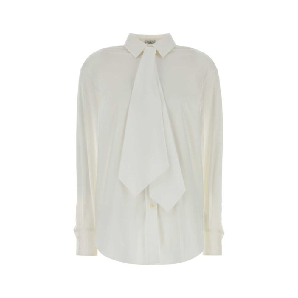 Brunello Cucinelli Women White Stretch Poplin Shirt
